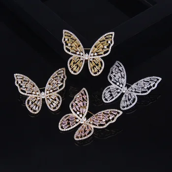 

Fashion Butterfly Brooches for Women Trendy AAA Cubic Zirconia Rhinestone Insect Pins Lady Bridal Wedding Party Jewelry Broche