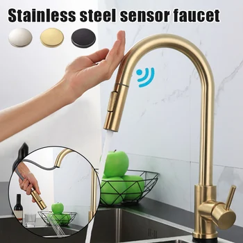 

Spot Touching Kitchen Faucet with Pull Down Sprayer Single Handle Stainless Steel for Home Sink QP2
