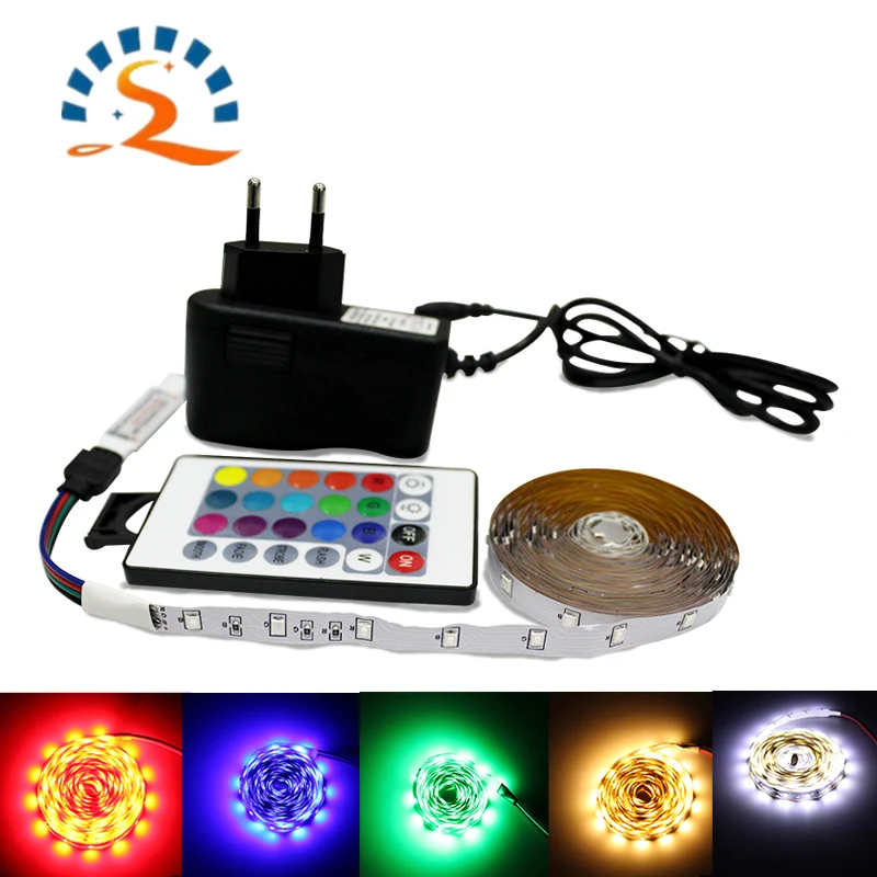 

2835 LED Flexibility Ribbon RGB Neon Light Strips 12v with Adapter Controller Diode Tape white red blue green 5m 10m set