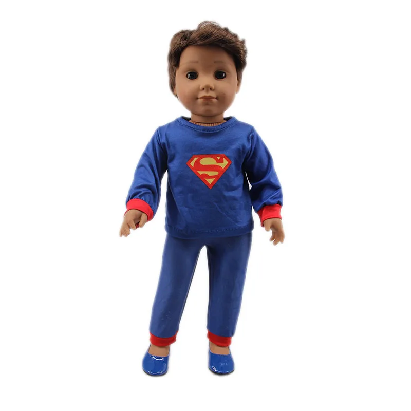 Комплект из 2 предметов для мужчин и кукол, пижама с суперменом для детей 18 дюймов, американская и 43 см, одежда для новорожденных, наше поколение, подарок для мальчиков и девочек - Цвет: n578