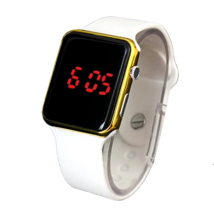 

Hot Selling Electroplated LED Watch Square LED Button Electronic Students Adult Sunglasses Electronic Watch