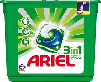 

Ariel 3 in1 Pods. Nettoyant en capsules pour machine à laver. 24 capsules