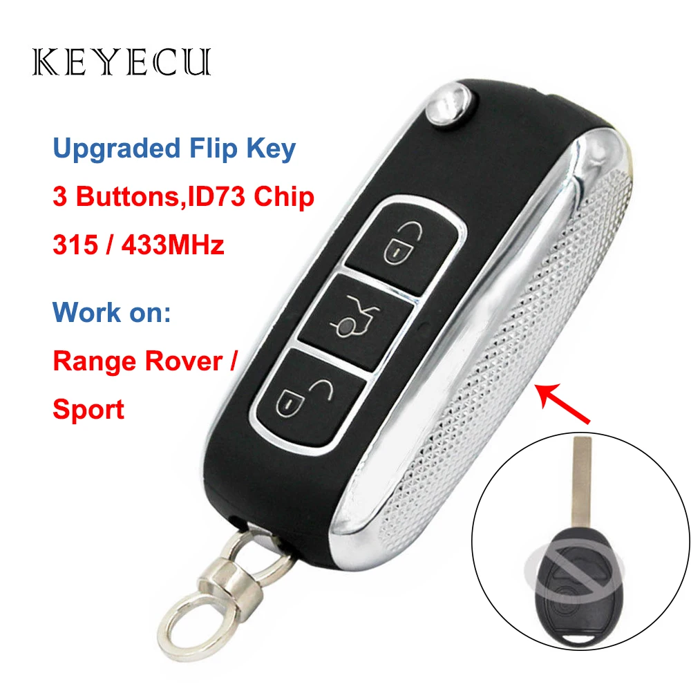 Пульт дистанционного управления Keyecu для Land Rover Range 315 433 2002 2003 Sport HU92 Blade|Ключ от