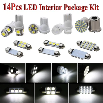 

14Pcs Car LED White Interior Lighting Package Kit For T10 2112 2122 36mm Map Dome License Plate Lights White Accessories