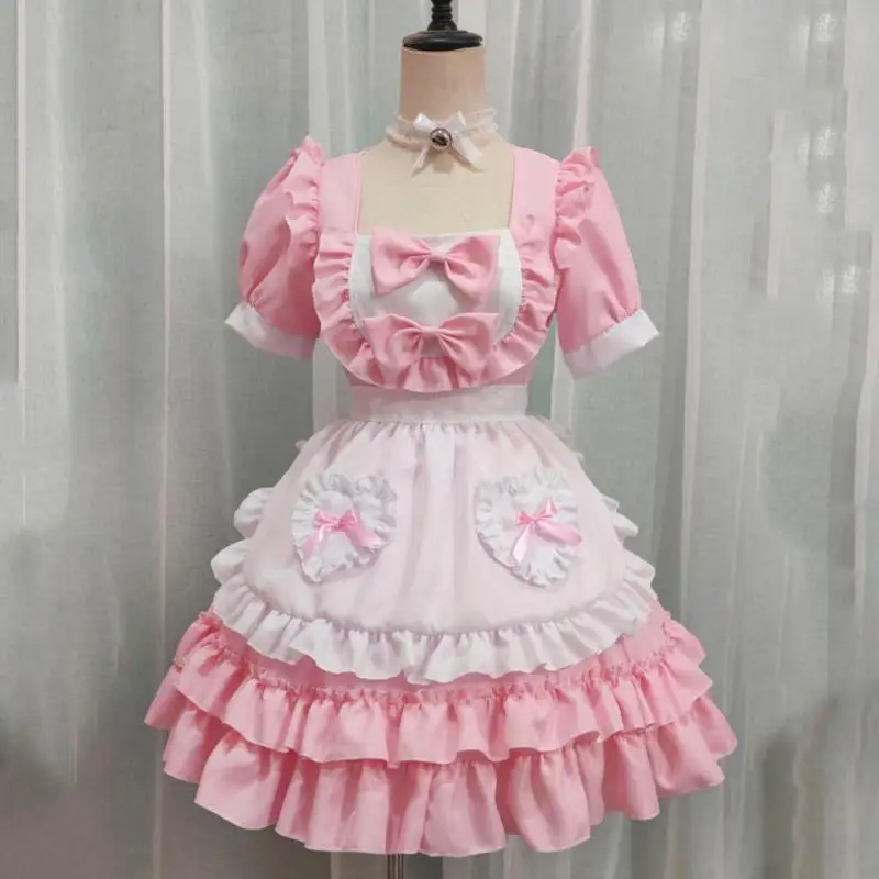 Sexy Cute Pink Maid Dress Japanese Sweet Female Lolita Dress Role Play ...