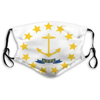

Flag Of Rhode Island Masks With filter Washable & Reusable Anti Dust Breathable Mask With Adjustable Ear Loops for Men & Women