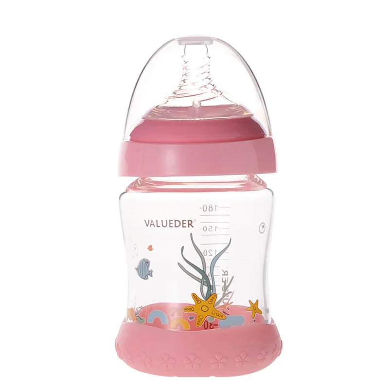 

Wei lun Seoul Feeding Bottle Gold Diamand Wide Mouth Glass Feeding Bottles Shatter-resistant Newborn Infant Glass Feeding Bottle