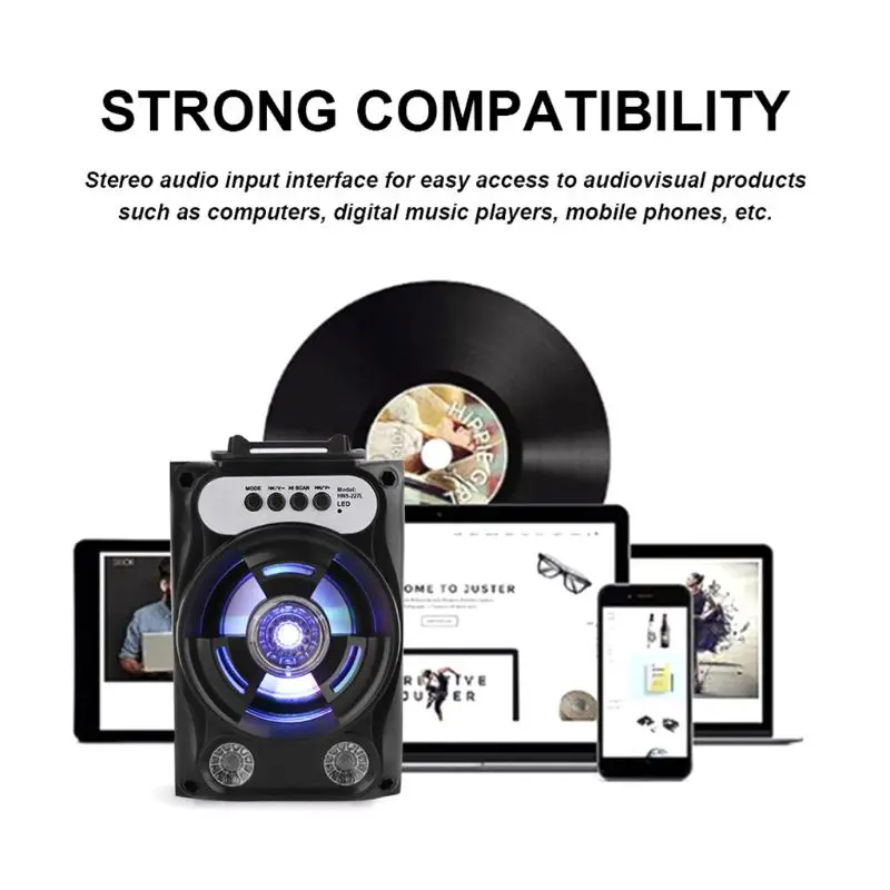 Large Size Bluetooth Speaker Wireless Sound System Bass Stereo with LED Light Support TF Card FM Radio Outdoor Sport Travel bluetooth speaker,portable speaker