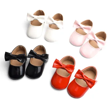 

Baby Girl Toddler Shoes Bow Solid Color Lovely Non-slip Sole Velcro Princess Style Spring and Summer Baby Shoes 0-1 Years