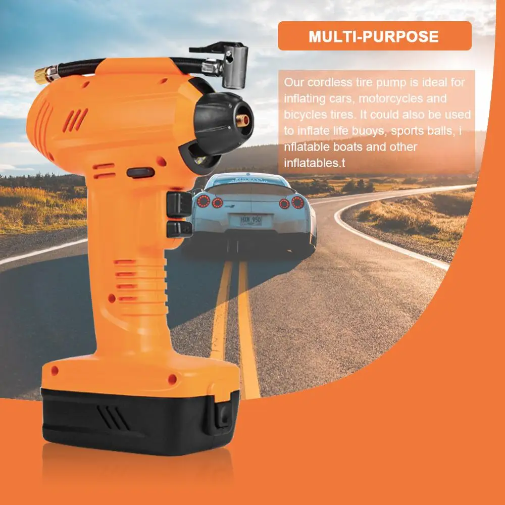 

Cordless Rechargeable Tire Inflator Portable Battery Air Compressor Pump