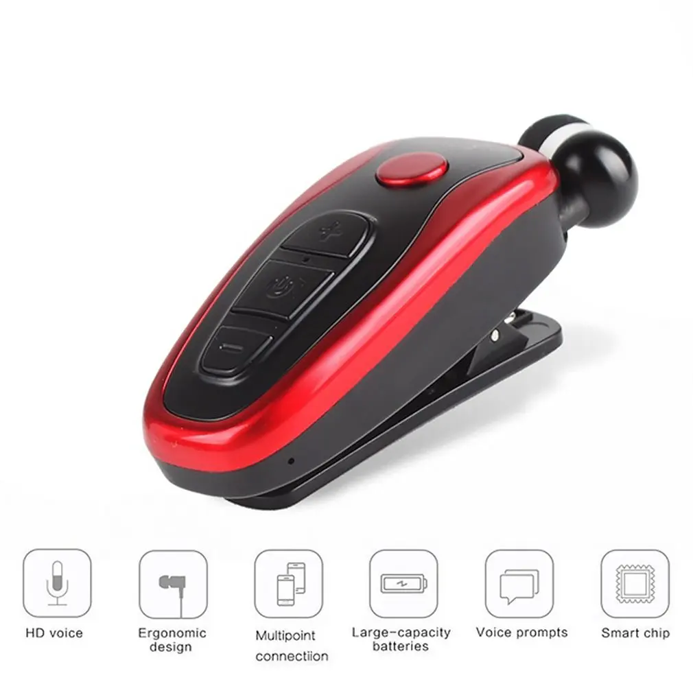 Wireless BT Headset With Vibration Voice Report Long Standby Mini Earphone With Microphone Music Stereo Headset