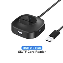 USB 2,0 концентратор 5 портов, usb-хаб с SD/TF кард-ридером портативный супер скорость совместим для всех ноутбуков