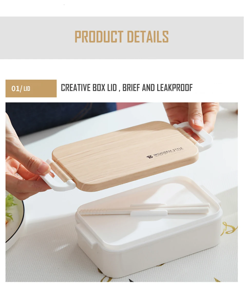 Микроволновая печь простой короткий Ланч-бокс с деревянной краской пластиковый портативный пищевой контейнер с бесплатной палочки для суши-бокс