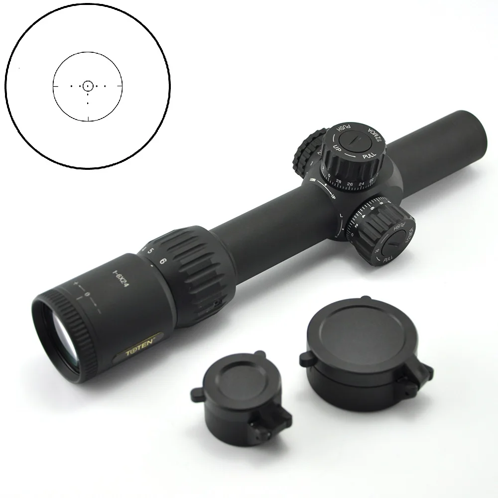 

TOTEN 1-6x24 FFP Riflescope Night illuminated .223 .308 Sniper Optical Sight Long Range 30mm Tube Turret Lock RIfle Scope