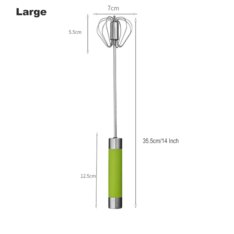 14 Inch(Large) 1 шт., кухонный полуавтоматический Миксер для яиц из нержавеющей стали, металлический ручной миксер для муки, яиц, кухонные инструменты для смешивания - Цвет: 14 Inch(Large)