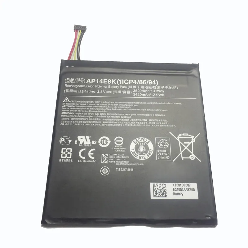 Для acer Iconia One 7 B1-750 перезаряжаемая литий-полимерная аккумуляторная батарея AP14E8K 3520mAh