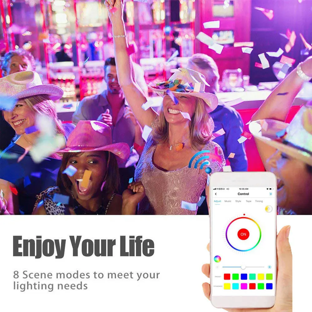 E27 B22 E14 E26 WIFI Smart Bulb 10W RGBW Wireless Intelligent Dimmable LED Lamp App Control Alexa Google Assistant Timing Home
