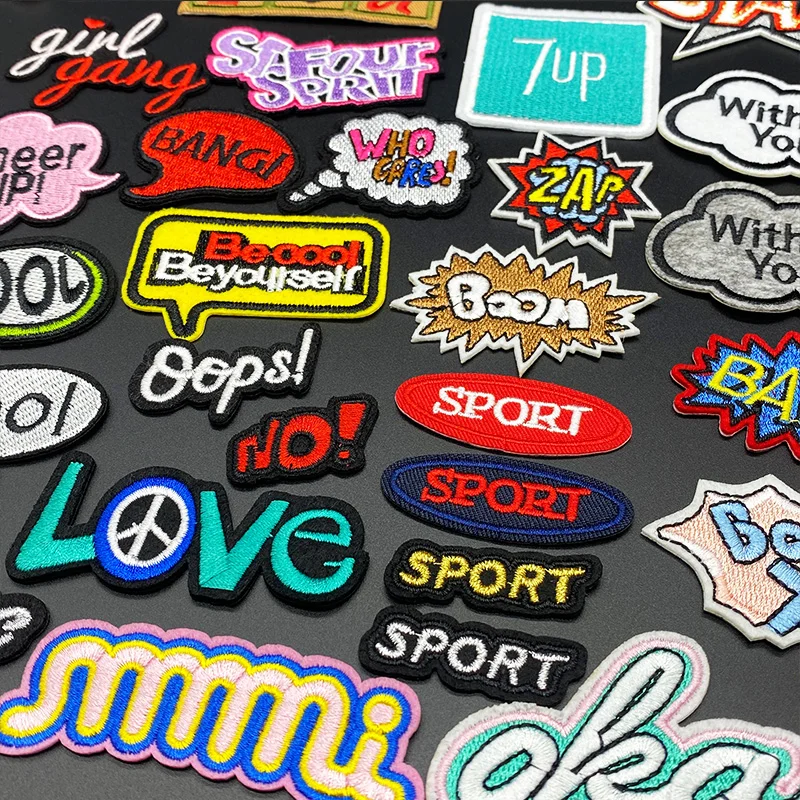LOVE COOL SPORT BOM нашивки с буквенным вышитым железом на значках ручная работа тканевая