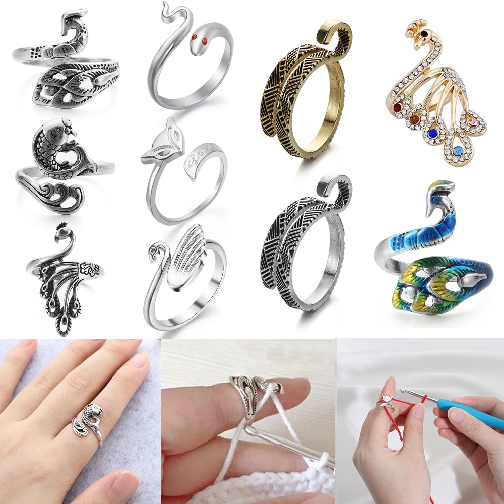 Multi Style Ring Knitting Loop Crochet Tool Fish Knitting Ring Finger Wear  Thimble Yarn Adjustable Knitting Ring Fingering Tools - AliExpress