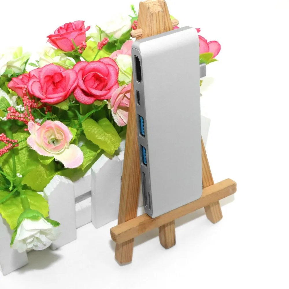 Новейший 6 в 1 type-C концентратор 4K HDMI+ Dual USB 3,0+ type C+ безопасный цифровой+ TF кардридер порт комбинированный концентратор адаптер для ноутбука