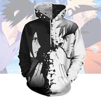 

New Naruto VS Sasuke Cosplay Hoodies Men Woman Fashion Zipper Cardigan Jacket Sweatshirt