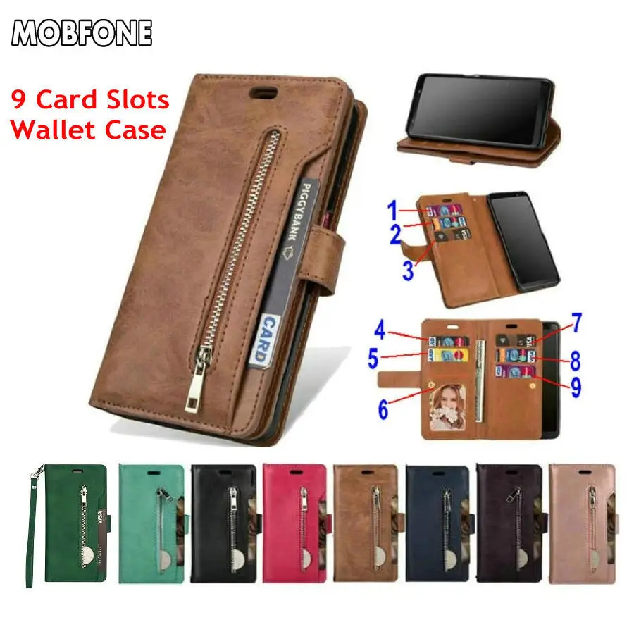 Luxury Folio Wallet Leather Case for iPhone X XR XS MAX 5 5S 5G SE 6 6S 7 8 PLUS Card Slots Zipper Pocket For 11 Pro Max | Мобильные