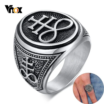 

Vnox Sigil of Lucifer Devil Seal of Satan Stamp Ring for Men Casting Stainless Steel Punk Signet Ring Band