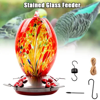 

Hummingbird Feeders for Outdoors Stained Glass Leakproof Birds Feeder Hummingbird Feeder _WK