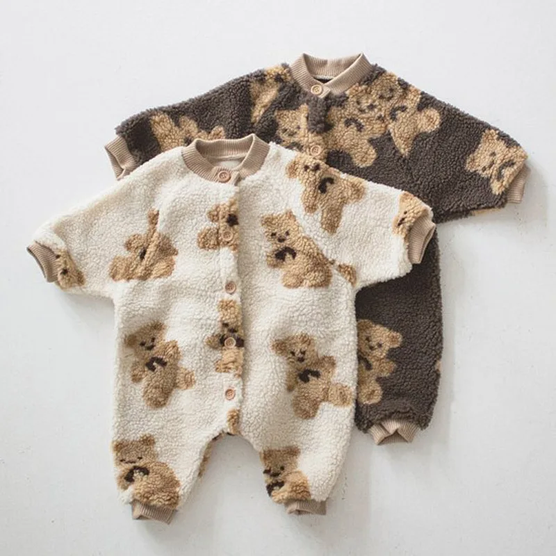 

Ins Baby Cute Jumpsuit For Boys And Girls 2023 Autumn Thickened Newborn Rompers 0-24m Cartoon Long Sleeve Clothes O-neck Infants