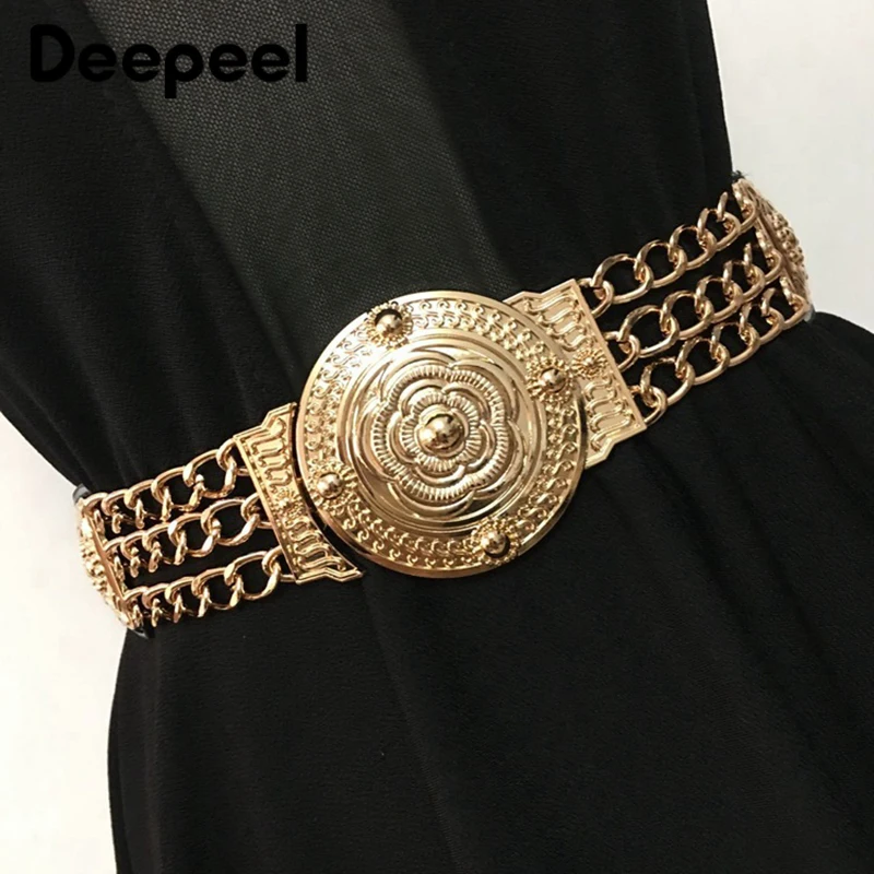 Deepeel/1 шт. модный металлический широкий пояс, эластичные пояса, цепь, цветок, пояс, украшение, цепочка на талию, аксессуары для костюма CB052