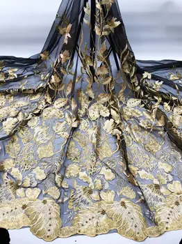 

new African Lace Fabric 3D Applique French Tulle Lace Fabric High Quality Nigerian Laces Fabrics With Beads For Wedding