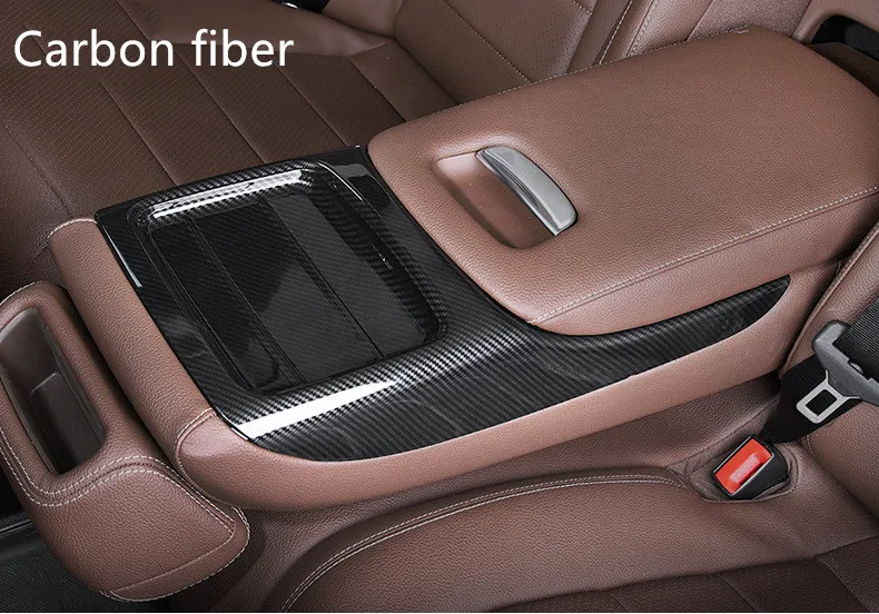 Для Mercedes Benz E300l E200l caja de almacenamiento del asiento trasero del coche reposabrazos защита для украшения cubierta - Название цвета: Carbon fiber