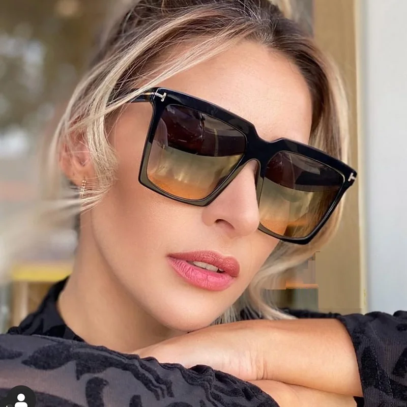 Gafas De Sol cuadradas De estilo Retro para mujer, anteojos De Sol femeninos De gran tamaño, con forma De ojo gato, De marca De lujo, con montura Tom, con Uv400 -