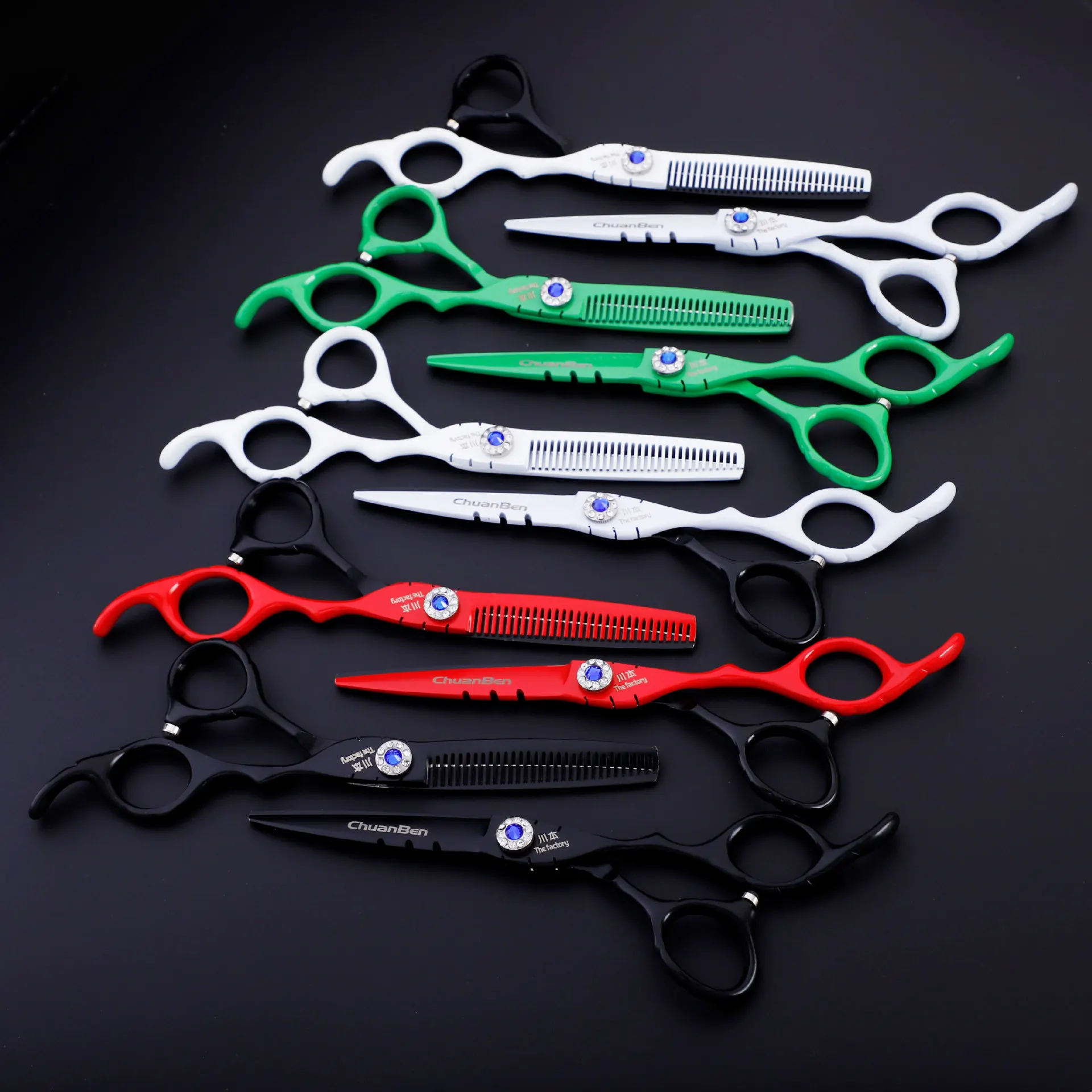 

Industry Hairdressing Scissors Color Hairdressing Scissors Multi-color Teflon 6-Inch Straight Snips Teeth