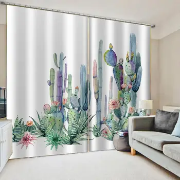 

High quality custom 3d curtain fabric green plant curtains Thick shading soundproof windproof curtain