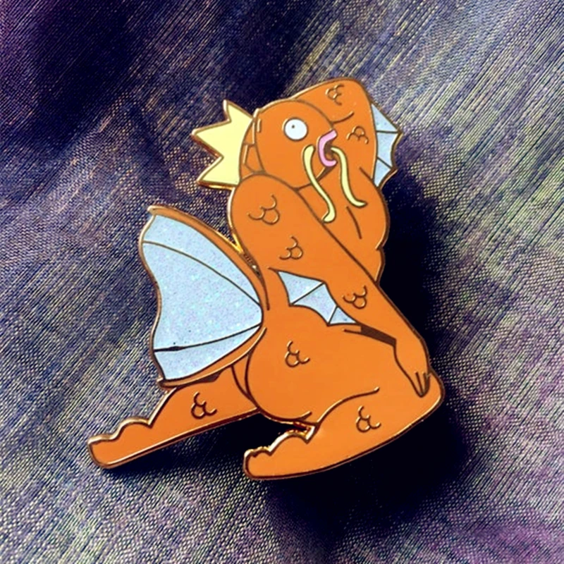 Как один темно-желтый человек Magikarp Pokemon Go мышцы эмалированная брошь на рюкзак