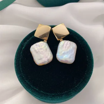 

Light The Luxury of Hand Made French Elegant Baroque Pearl Stud Earrings 14K Gold Filled Earring Jewelry For Women Best Gift