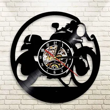 

Creative vinyl clock Mini cute motorcycle modeling record wall clock home decoration wall art clock wall