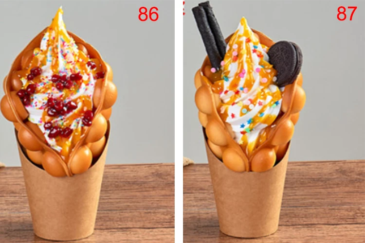 Fake Ice Cream Egg Waffle Model Display Sample Simulation Food Eggettes Puff Egg Bubble Waffle Model Dessert Props Display