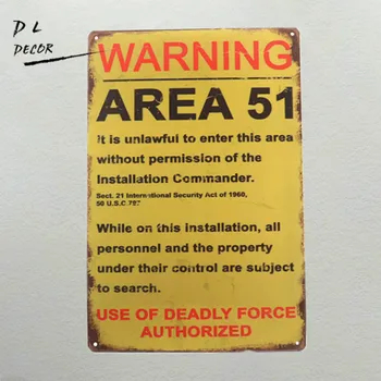 

DL-Funny Decorations Vintage Warning Signs Area 51 Garage Poster Art Wall Decor