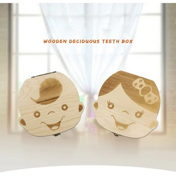 

Dropship Baby Tooth Box Spanish/English/Dutch/Portuguese Wooden Milk Teeth Organizer Storage Boys Girls Baby Souvenirs Gi