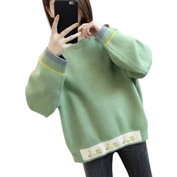 

Knit Sweater Women Women's Autumn And Winter Sweater Coat Loose Long Sleeve Ins Style Student Knit Top Damen Pullover