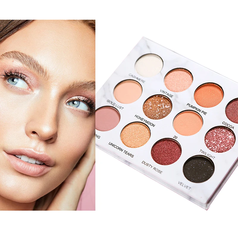 12-color marble Eye Shadow Palette Maquillaje водонепроницаемый блестящий пигмент матовые тени для век Косметика Красота N. w