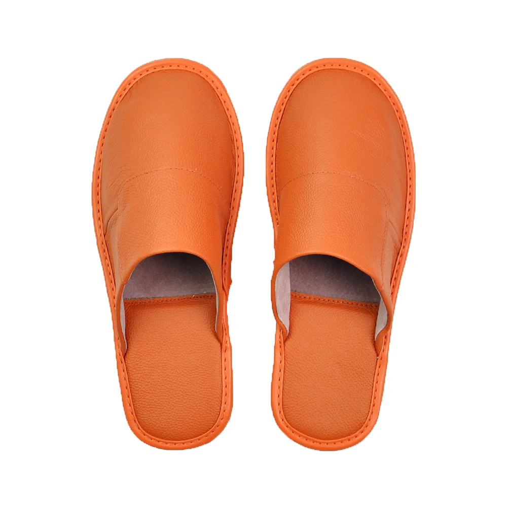 Genuine Cow Leather slippers couple indoor non-slip men women home fashion casual single shoes PVC soft soles spring summer 508