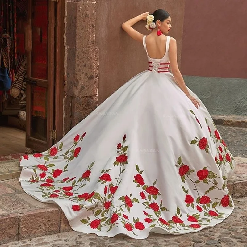 red black and white quinceanera dress