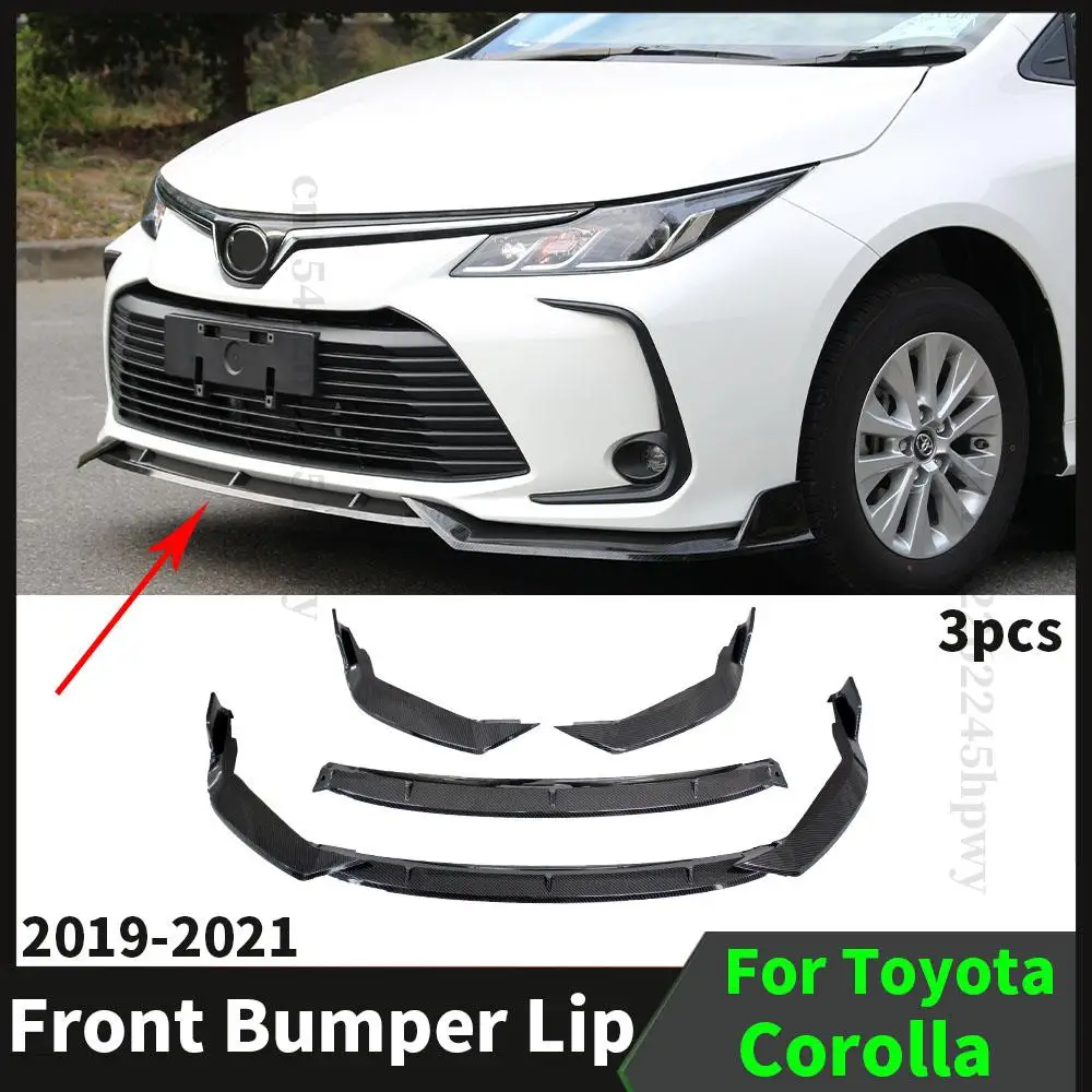 

Carbon Fiber Look Front Bumper Lip Lower Chin Diffuser Spoiler Protector Trim Styling Facelift For Toyota Corolla 2019 2020 2021