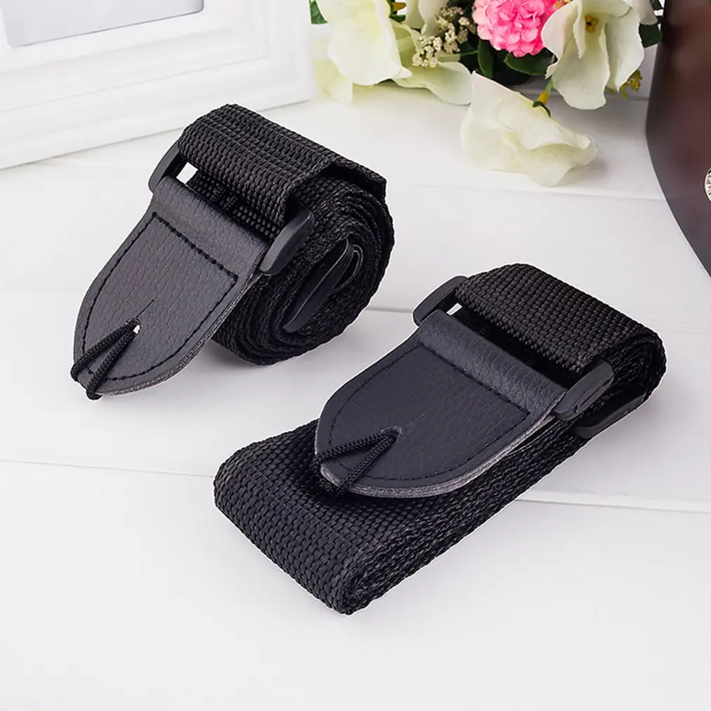 

Adjustable Guitar Shoulder Strap Nylon Belt Synthetic Leather Ends with Small Pockets and Guitar Picks for Guitar Bass
