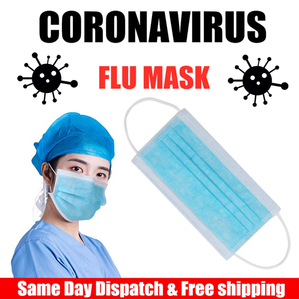 

5/20PCS Disposable Non Woven Face Mouth Masks Anti-dust Anti-virus 3 Layer Face Mask Respirator Ear loop Face Masks