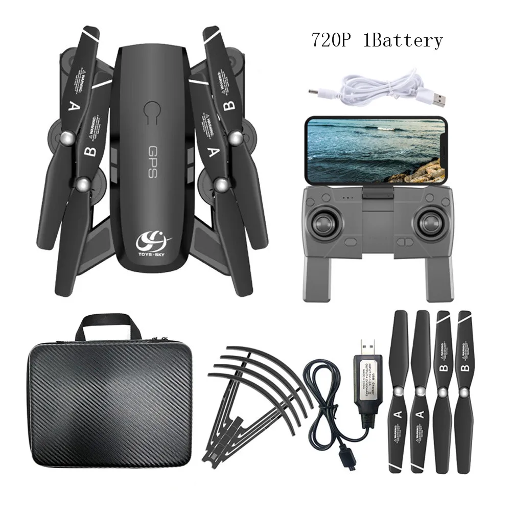 Пси gps WI-FI FPV Дрон с Камера HD 1080P 18 мин Время полета дрона с дистанционным управлением S166 gps Квадрокоптер селфи Дрон игрушечный RC Дрон для начинающих - Цвет: 720P 1Battery