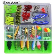 Fishing Lures Set Mixed Soft Bait Minnow Popper Fish Lure Box 101pcs Hard Lure Spinner Spoon Hook Isca Artificial Bait Kit Pesca